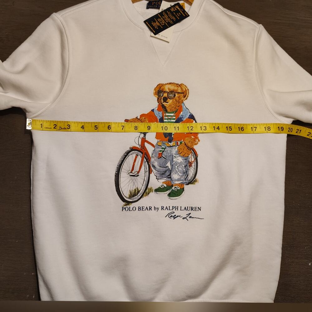 Polo Ralph Lauren Polo Bear Summer Bear Fleece Sweatshirt White NWT S - Picture 6 of 16